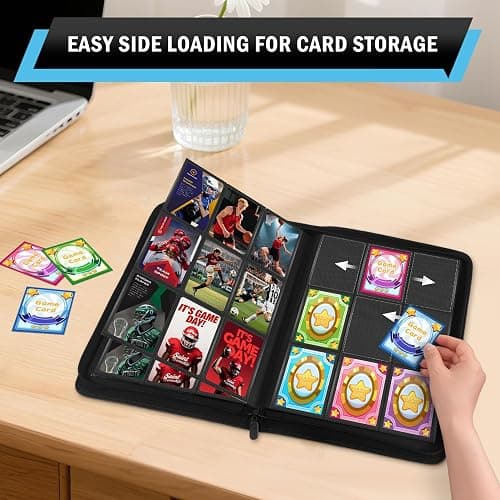 Trading Card Binder 9 Pocket, Zofly Zipper Card Collection Binder Album, Sturdy 540 Side-Loading Card Folder Holder for MTG, TCG, Sports Cards, Game Cards, Black thumbnail 4