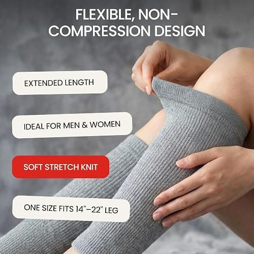 SENIOR ICARE Elastic Cotton Knee Warmers, Knee Sleeves for Men and Women - Circulation Support and Joint Pain Relief, Arthritis Aid, One Pair, Made in Japan thumbnail 5