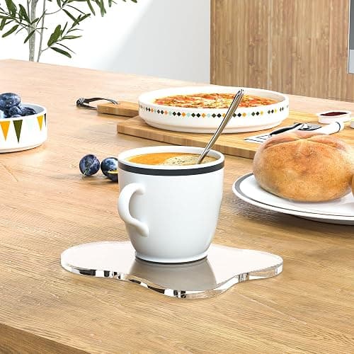 Leadiy Acrylic Coaster Decorative Plates, Irregular Bar Drink Coaster, Clear Cloud Shape Coffee Cup Coaster, Perfect for Tabletop Protection and Accessories Display.(Clear) thumbnail 8