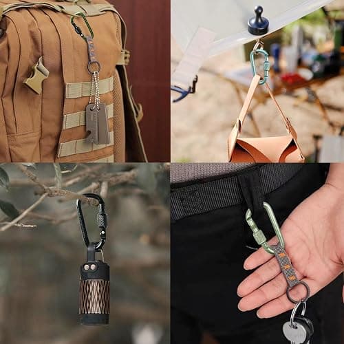 YUCHIYA 8 Pack D-Shape Carabiner Clasp with Screw Gate, 2.2 Inch Mini Keychain Clip Key Chain Buckle, Aluminum Alloy Keyrings Hook for Outdoor Hiking not for Climbing thumbnail 5
