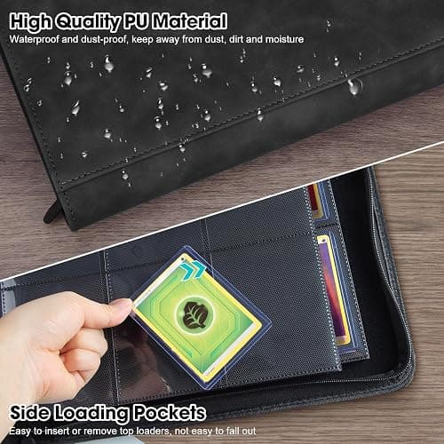 MewVeer Top Loader Card Binder, Holds 252 Top Loaders Storage, 9 Pockets with Sleeves, Trading Card Binder for Sports Cards, YGO/MTG Card Collection Binder - Black (Not for Cards WITHOUT a Top Loader) thumbnail 5