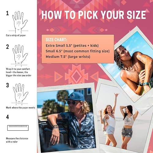 Hang Loose Bands - Coastal Bracelet for Men, Women & Teens - Comfy Tribal Print and Boho - Coastal Style Reversible Wristband thumbnail 8