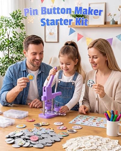 Alldeer Button Maker Machine Kit 32mm - 1.25 inch Badge Pin Maker for Kids thumbnail 2
