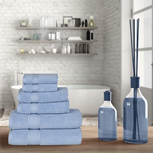 NOVA Luxury Linen - Hotel Quality Turkish Towel Set for Bathroom (6 Pcs Towel Set, Sky Blue) thumbnail 2
