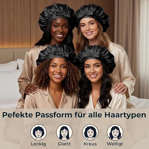 Seidenhaube zum Schlafen – Schlafhaube aus 100% Maulbeerseide, atmungsaktive und anpassbare Schlafmütze, Silk Bonnet, Haarhaube für die Nacht mit elastischem Band thumbnail 6