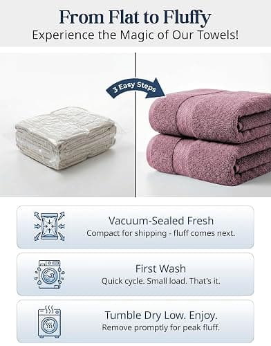 LANE LINEN Bath Towel Set Absorbent Quick Dry 100% Cotton - Wishful Mauve | Cotton Bath Towel Set - OEKO-TEX Certified, Ring-Spun Durability, Terry Weave Comfort, Hotel-Style Look thumbnail 4
