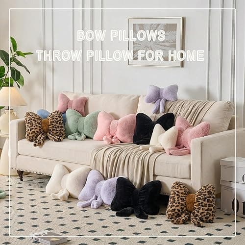 XIAIJIA Bow Pillow Decorative Pillows Aesthetic Home Decor Soft Seat Cushions Cute Throw Pillow for Couch Bow Room Decor Leopard Print 12 * 9inch thumbnail 2