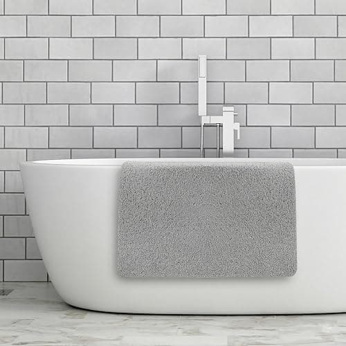 Asvin Soft Textured Bath, Shower, Tub Mat, 24x16 Inch Rectangular, Phthalate Free, Non Slip Comfort Bathtub Mats with Drain, PVC Loofah Bathroom Mat for Wet Areas, Quick Drying, Grey thumbnail 9
