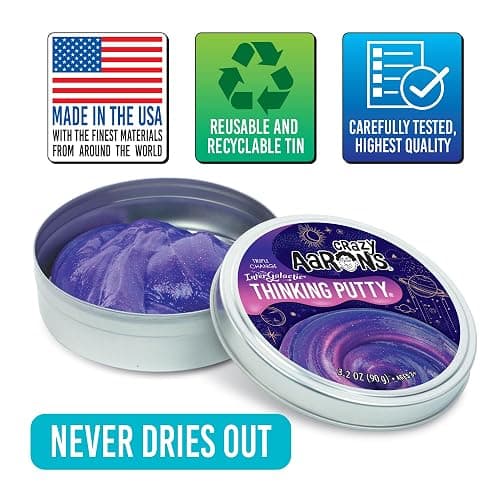 Crazy Aaron's Thinking Putty - Intergalactic - Triple Color Changing Putty for Kids and Adults in a 4" Tin - Creative and Endless Fun, Stress Relief Therapy Toys, Never Dries Out - Made in USA thumbnail 6