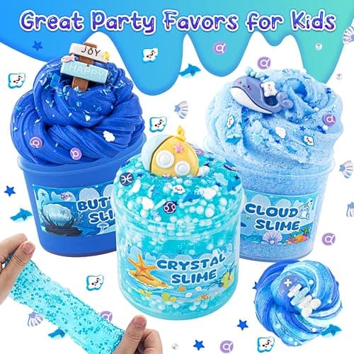 6 Packs Slemes, Blue Slime Kit - Cloud Slime kit for Boys Girls Ages 8-12, for Kids Slime Set Party kit Goodie Bag Stuffers, 4 5 6 7 8 9 10 Year Old Girl Birthday Gift Cute Stuff thumbnail 5