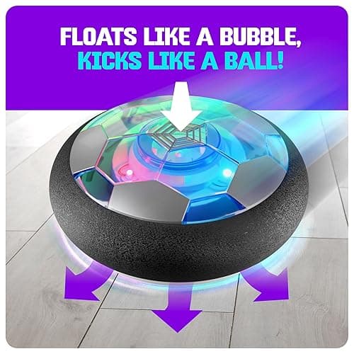 Hover Soccer Ball for Kids - Boy Birthday Gifts - Indoor Toy Games Gift for Boys Age 6, 7, 8, 9, 10, 11, 12 Year Old - Light-Up Toys Game for Kid - 6-8, 8-12 - Gift for 8 Year Olds (Single) - Single thumbnail 2