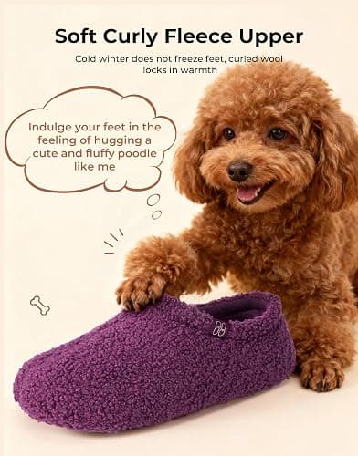 HomeTop Women's Fuzzy Curly Fur Memory Foam Loafer Slippers with Polar Fleece Lining thumbnail 4