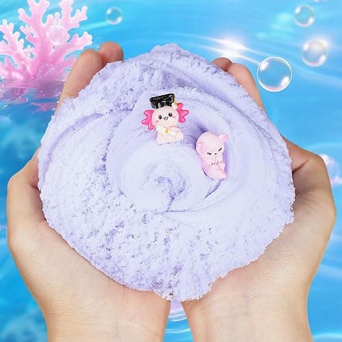 Joytry Axolotl Cloud Slime Kit 2 Pack - 14oz Non-Sticky DIY Slime for Kids, Includes Cute Axolotl Charms & Add-Ins, Glitter, ASMR Sensory Toys, Slime Party Favors for Girls Boys thumbnail 7