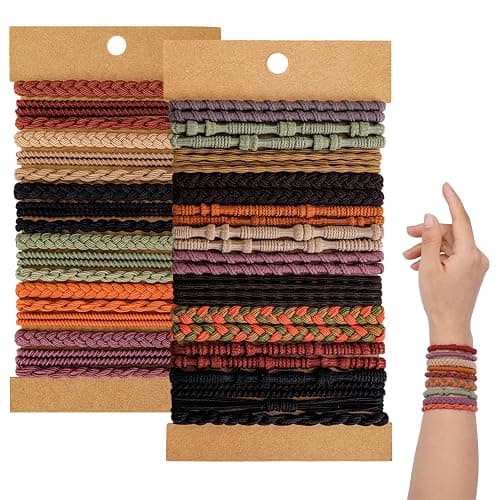 Boho Hair Ties 48pcs,Hair Accessories for Women, Hair Tie Bracelets,Ponytail Holders for Girls with Thick and Thin Hair,Soft Dual-Use No-Damage Ties,Mother's Day, Valentine's Day, Christmas gifts - Image 1