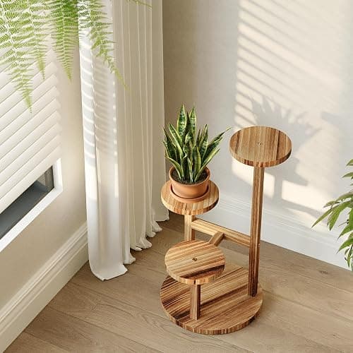 Bamworld Étagère Plante à 3 Niveaux, Porte Plante Intérieur Extérieur, Support Plante, Meuble Plante pour Fleurs, Terrasse, Jardin, Balcon, Salon. thumbnail 5