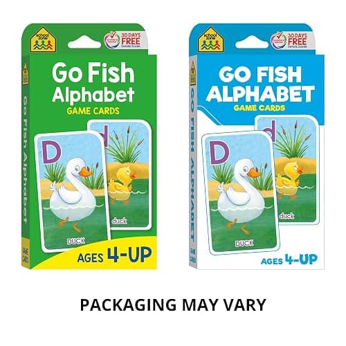 School Zone Go Fish Alphabet Game Cards: Preschool, Kindergarten, 1st Grade, ABC's, Matching, Uppercase and Lowercase Letters, Word-Picture Recognition, Animals, Ages 4+, Packaging May Vary thumbnail 3