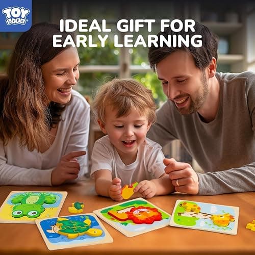 TOY Life Wooden Puzzles for Toddlers 2-4, Montessori Toys for 1 2 3 Year Old Toddler Boys Girls, Animals Jigsaw Puzzles, Educational Learning Toy Kids Puzzle, Best Gifts Toys for Baby Ages 1-3 2-4 - Animals Puzzles 8PCS thumbnail 2