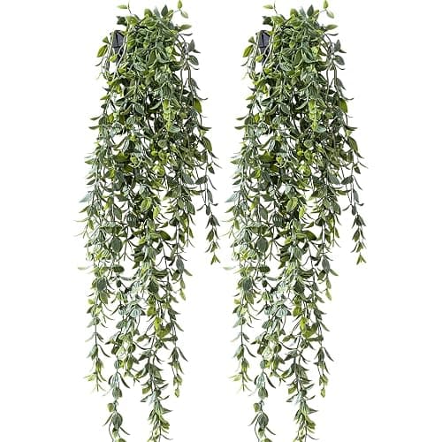 Yarmare Artificial Hanging Plant 2 Pcs Faux Plant Ivy Vine Faux Eucalyptus Vines Fake Potted Greenery for Wall Living Room Home Shelf Office Bathroom Outdoor Indoor Decor (Type 2) thumbnail 9