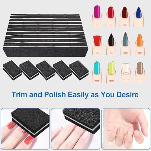 Nail Buffers (50 Pack), mini Buffer Block Nail File for Acrylic Nails and Natural Nails, 100/180 Grit Nail Buffer Block Bulk Buffing Blocks for Nail Buff Professional Manicure File Blocks Set Black thumbnail 3