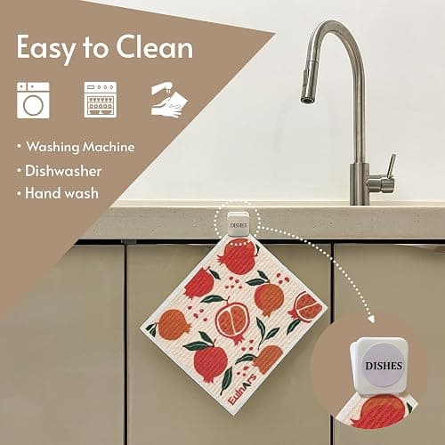Eulnars Swedish Dishcloths for Kitchen, 8 Pack Reusable Paper Towels with Clips, Non-Scratch Swedish Dish Towels, Super Absorbent Cellulose Sponge Cloths, Eco Friendly Gifts - Colorful Berries thumbnail 3
