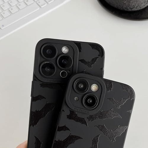 FLIRACON Black Bats Pattern Soft Phone Case Compatible with iPhone Case (Black,for iPhone 12) thumbnail 3