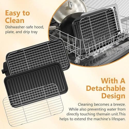 Electric Indoor Grill 1500W -2 in 1 Smokeless Indoor Grill for Kitchen with Non-stick Removable Grill & Griddle Plate,Temperature Control Korean BBQ Grill with 3 Cheese Pans Dishwasher Safe thumbnail 6