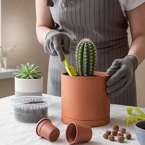 D'vine Dev Terracotta Pots for Plants, 6.5 Inch 8.3 Inch 10 Inch, Round Cylinder Planter Pot with Drainage and Saucer, 40-T-C-0 thumbnail 7