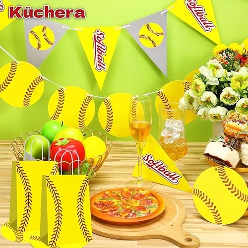 Küchera Softball Gift Bags for Team Girls – 12 Pack Softball Goodie Bags for Birthday, Party Favors, End of Season Gifts, Snack Treat Holders, Kraft Paper Bag with Handles thumbnail 5