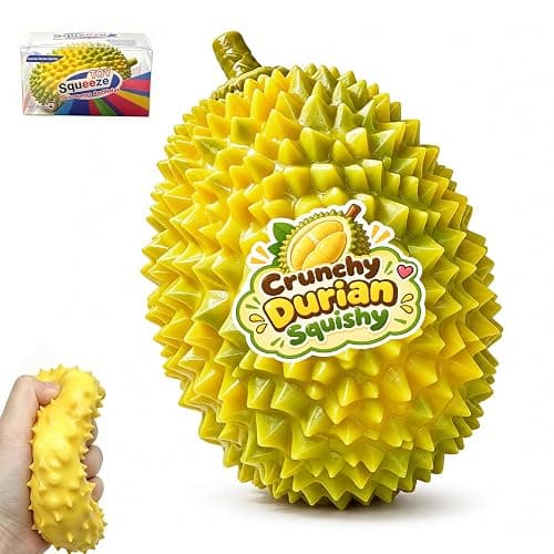 Crunchy Durian Squishy, ASMR Stress Ball Sensory Fidget Toy for Adults | Realistic Spiky Durian Shape, Soft, Moldable, Crunchy-Filled Interior for Office Desk, Study, Home, Travel and Novelty Gift - Image 1