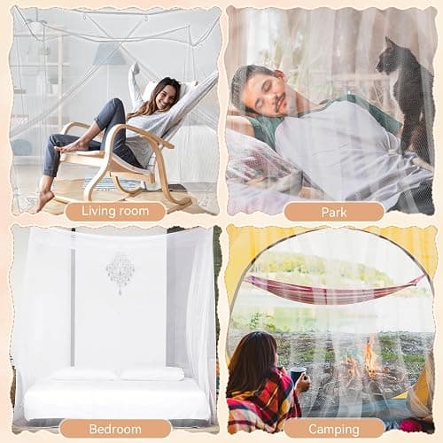 COZFUR Mosquito Net for Bed Mosquiteros Cameros para Cuba One Side Opening White Bed Canopy Netting for Bedroom Camping Outdoor Travel (L75 X W71 X H75 Inch) thumbnail 7