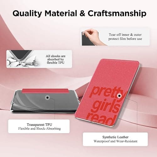 SESENSE Magnetic Case for 7'' Kindle Paperwhite 12th Gen 2024 & Colorsoft | Magnetic Detachable, Auto Wake/Sleep, Clear PC Case, Soft TPU Edge, Lightweight, For Bookish Travelers, Pretty thumbnail 6