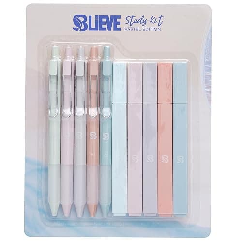 BLIEVE - Aesthetic Highlighters and Gel Pens With Soft Ink And Tip, Bible Highlighters and Pens No Bleed, Dry Fast Easy to Hold, for Bible Journaling Planner School Supplies (Pastel) thumbnail 9