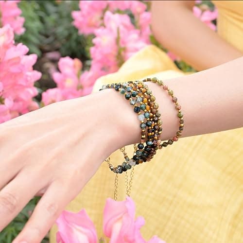 Farfume Beaded Bracelets for Women, Chakra Crystal 4mm Beads Gemstone Natural Stone Bead Spiritual Womens Jewelry Valentine's Day Gifts thumbnail 2