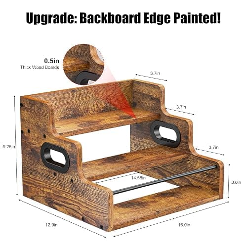 KLM Liquor Bottle Display Shelf, Coffee Syrup Rack Organizer, 3 Step Countertop Liquor Wine Rack, mini bar,liquor cabinet, Home Retro Bar Shelf Stand for Liquor Whiskey, Spirits thumbnail 3