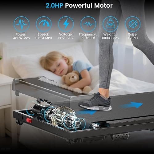 Walking Pad Treadmill for Home - Under Desk Walking and Running with Remote Control Portable Electric Machine Adjustable Slim Compact with 0.6-4.0MPH Modes Max up 265 Lbs for Home Office thumbnail 4