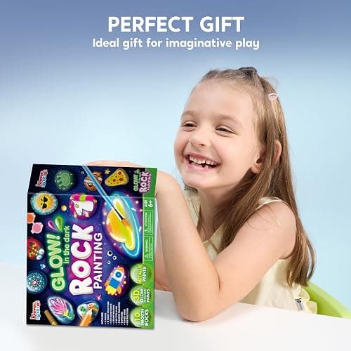 Rock Painting Kit- Glow in The Dark Rock Kit, Arts and Crafts for Kids Ages 6-12, Art Supplies Toy , Kids Craft Paint Kits, Arts & Crafts for Boys Girls Birthday Party Gift Toy thumbnail 6