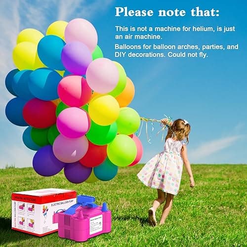 IDAODAN Electric Balloon Pump, Portable Electric Balloon Blower Machine Balloon Air Pump Dual Nozzle Rose Red 110V 600W Balloon Inflator for Party Decorations - Rose Red thumbnail 7