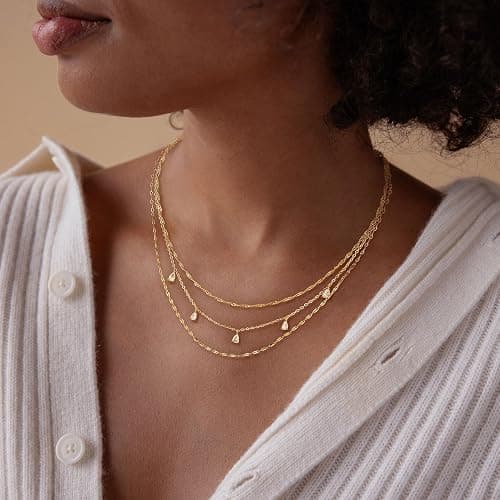 XIXINI Layered Necklaces for Women, Dainty Gold Necklace Stack 14k Gold Plated Layering Beads Choker Pendant Necklace Set Simple Statement Gold Necklaces for Women Trendy Fashion Gold Jewelry Sets thumbnail 3