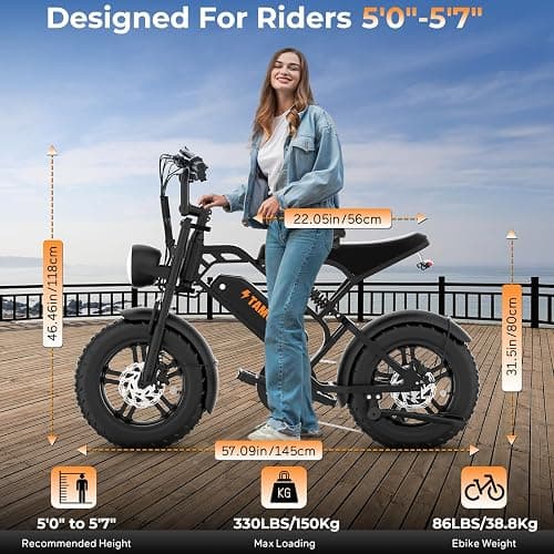 Tamobyke T16 Electric Bike for Teens & Childs, 1000W Motor 48V15.6Ah Removable Battery, 30MPH Off-Road Electric Bicycle,16"Fat Tire Ebike for Kids, 7-Speed,Dual Hydraulic Brakes, Fits Riders 4'5"-5'4" thumbnail 8