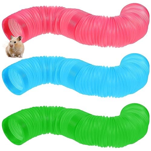 3 Packs Pet Fun Tunnels, Small Animal Tunnel, Foldable Plastic Hamster Tunnel, Tube Pets Hideaway, Pet Mouse Training Hideout Tunnels for Guinea Pigs, Chinchillas, Rats, Ferrets, Dwarf Rabbits - Image 1