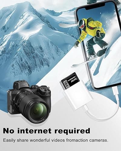 Lightning to Sd Card Reader for iPhone Camera, [Apple MFi Certified] Dual Card Slot Memory Card Readers Supports SD and TF Card, Plug and Play Sd Card Adapter Compatible with iPhone - Lightning SD Card Reader thumbnail 2
