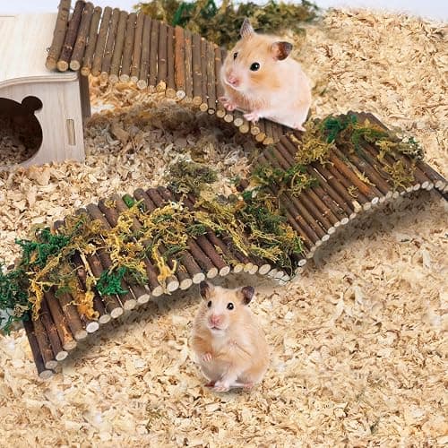 PINVNBY 2 PCS Hamster Toys, Wooden Hamster Ladder Bridge Tunnel Hide, Guinea Pigs Cage Accessories Natural Hideout for Small Animals Chinchillas Guinea Pigs Mouse Rat Ferret Rodents thumbnail 7