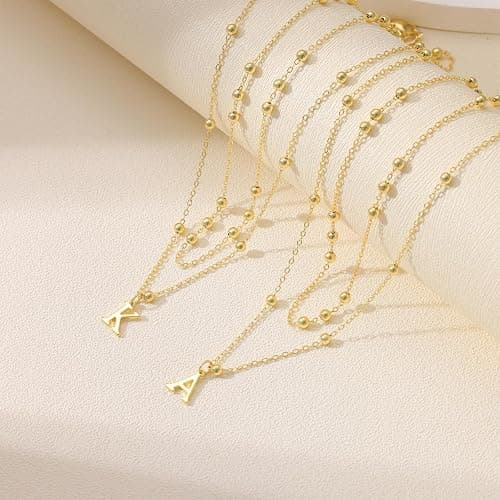 SWRNR Initial Necklaces for Women, Dainty 14K Gold Plated Layered A-Z Letter Pendant Necklace Trendy Cute Choker Name Charm Necklace Stack Personalized Jewelry Gift for Her Birthday Christmas Gift thumbnail 4