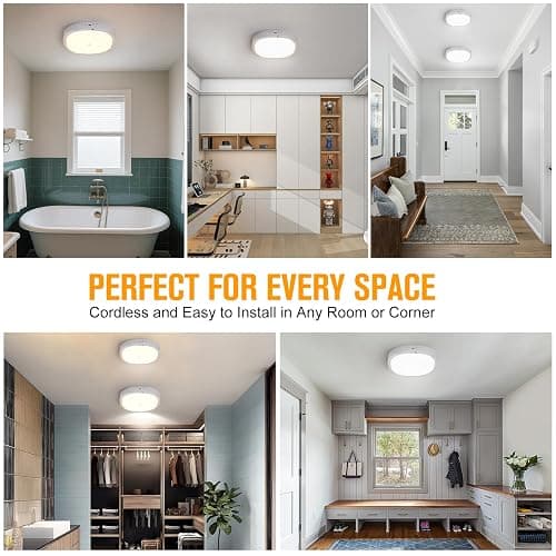 RIRIBEN Rechargeable Motion Sensor Ceiling Light Indoor, 10000mAh Battery Operated Closet Light with Remote Control, Magnetic Mount Shower Light for Bathroom/Pantry/Garage thumbnail 7