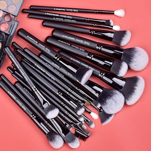 Daily Queen 29pcs Black Professional Makeup Brush Set Kabuki Powder Concealers Eye shadows Blush Eyeliner Eyebrow Contour Eye blending Brushes (29pcs brush) thumbnail 8