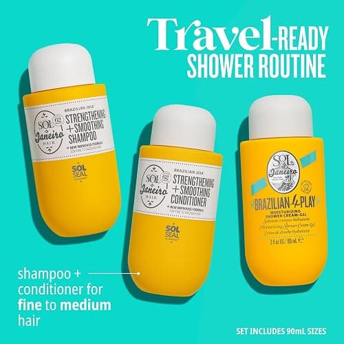 SOL DE JANEIRO Ultimate Shower Bundle | Travel Size Mini Brazilian Play Moisturizing Shower Cream Gel Body Wash + Brazilian Joia Damage Repairing Shampoo and Conditioner Set | Amazon Exclusive thumbnail 2