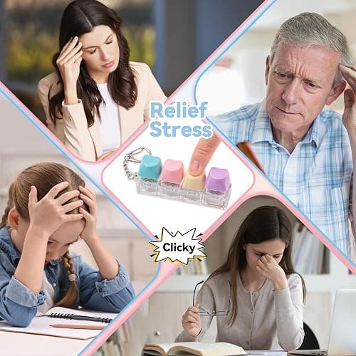 2 Pcs Blue Keyboard Clicker Fidget Toy, Loud Keyboard Fidget Toy for Adult, 4 Keys Anxiety Toy Keyboard Keychain for Stress Relief Pass Time thumbnail 4