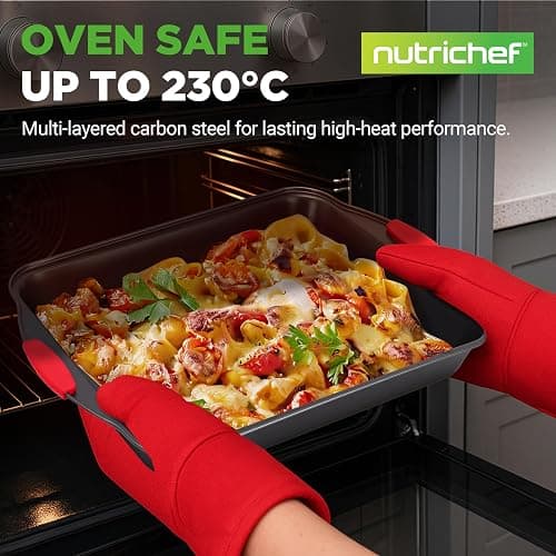 NutriChef Baking Set - 10 Piece Oven Trays and Cookie Sheets, Premium & Stylish Nonstick Carbon Steel Bakeware Set - Includes Versatile Pans Ideal for all Baking Needs thumbnail 2