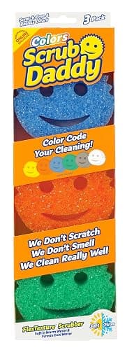 Scrub Daddy Colors Kitchen Sponges - Scratch-Free Dishwashing Sponges & Sponge for Kitchen Sink, Bathroom & Household Cleaning - BPA-Free Polymer Foam (3 Count) - Image 1