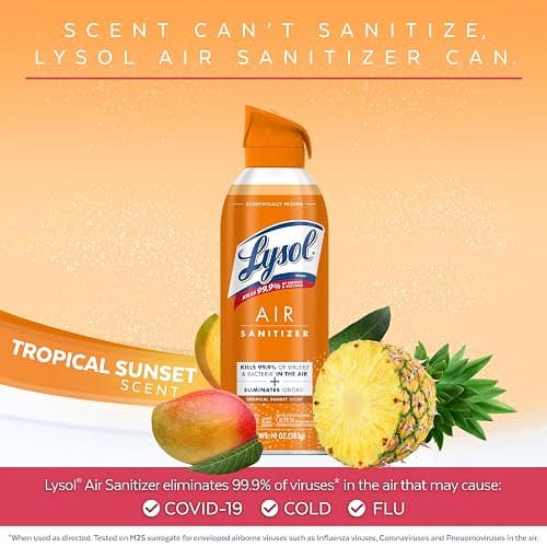 Lysol Air Sanitizer Spray, For Air Sanitization and Odor Elimination, Tropical Sunset Scent, 10 Fl. Oz (Pack of 3) - Tropical Sunset thumbnail 3